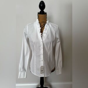 Brooks Brothers Ivory Ruffle Collar Blouse